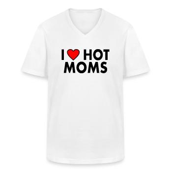 I love hot moms - T-shirt col V Homme - blanc - Devant - AI Model Male 185 light (185cm)