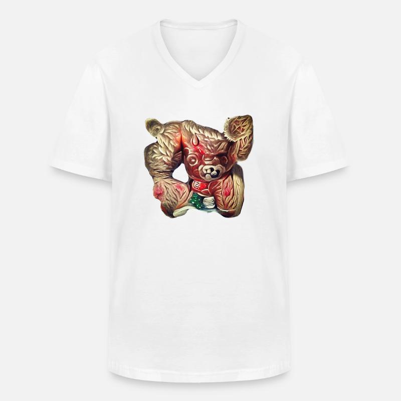 Oni Teddy Bär - Männer-T-Shirt mit V-Ausschnitt - Weiß