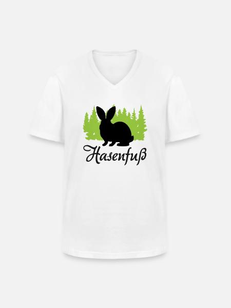 "Hasenfuß: Charmant schüchtern" - Männer-T-Shirt mit V-Ausschnitt - Weiß