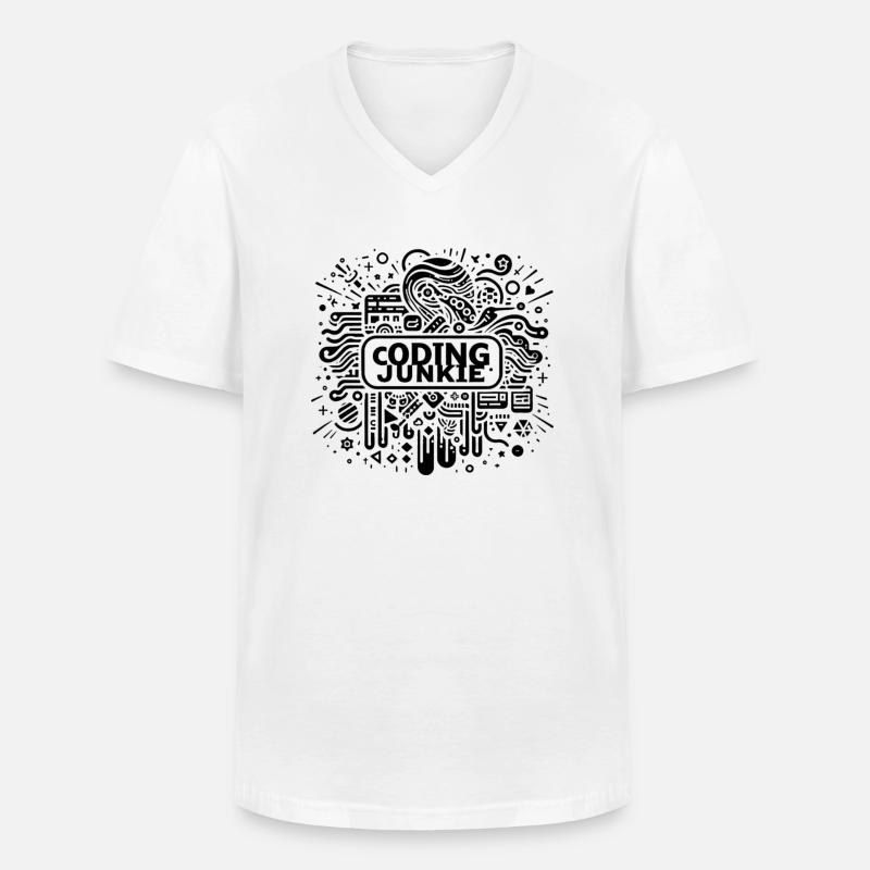 Coding Junkie 17 - Männer-T-Shirt mit V-Ausschnitt - Weiß
