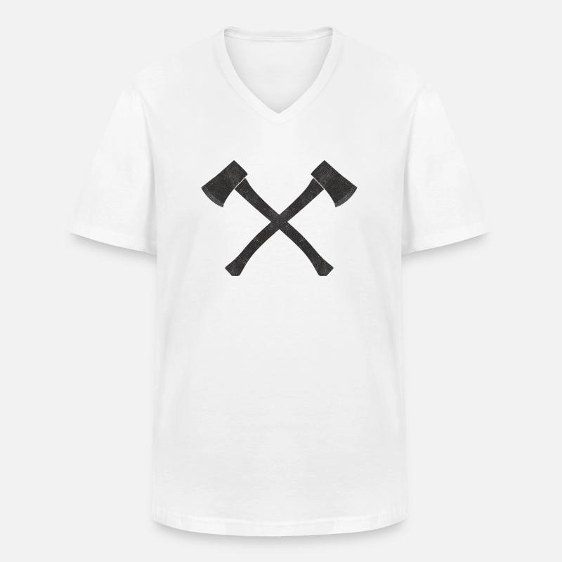 Ascia - Maglietta da uomo classica con scollo a V - bianco