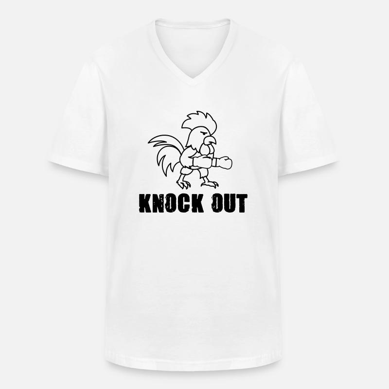 hahn boxer knock out comic - Männer-T-Shirt mit V-Ausschnitt - Weiß