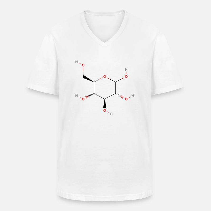 GlukoseMolekül - Farbige Strukturformel - Männer-T-Shirt mit V-Ausschnitt - Weiß