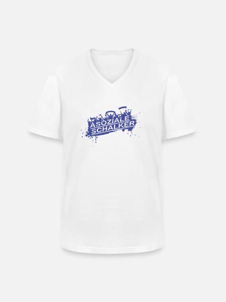 Asoziale Schalker Fan Design - Männer-T-Shirt mit V-Ausschnitt - Weiß