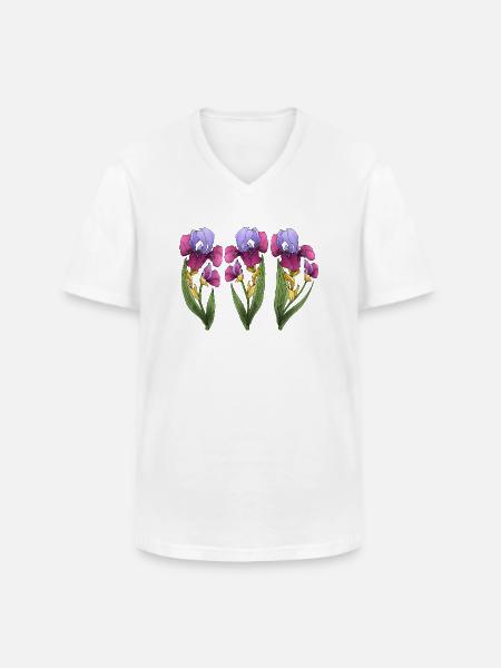 Fleur - T-shirt col V Homme - blanc