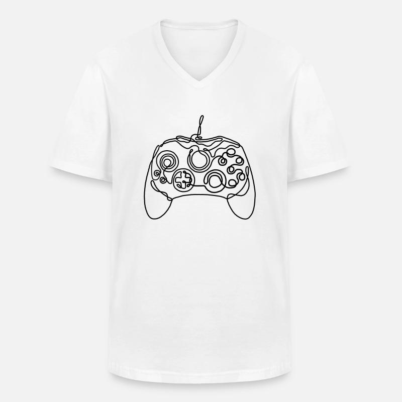 Gamer Zocker Controller Geschenk - Männer-T-Shirt mit V-Ausschnitt - Weiß