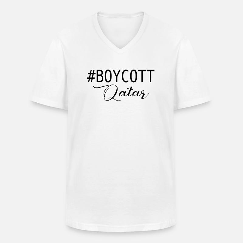 BOYKOTT KATAR - Männer-T-Shirt mit V-Ausschnitt - Weiß