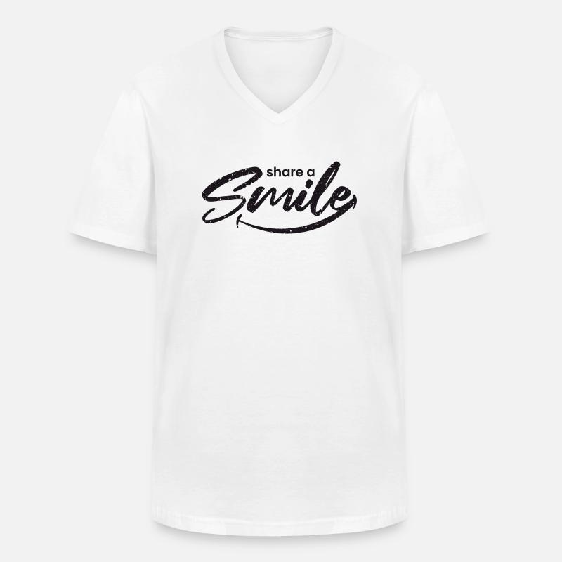 share a smile - Männer-T-Shirt mit V-Ausschnitt - Weiß