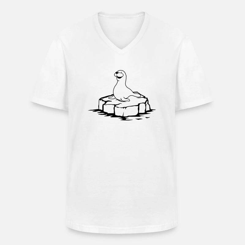 seehund auf eis - Männer-T-Shirt mit V-Ausschnitt - Weiß
