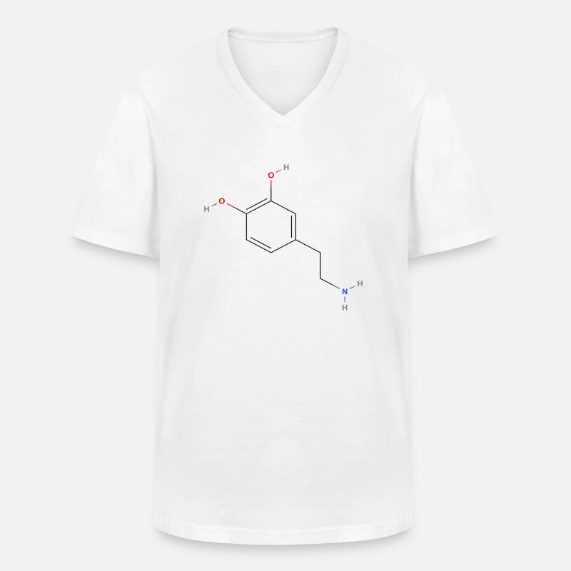 Dopaminmolekül - Farbige Strukturformel - Männer-T-Shirt mit V-Ausschnitt - Weiß
