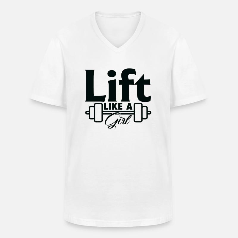 Heben wie ein Mädchen - Männer-T-Shirt mit V-Ausschnitt - Weiß