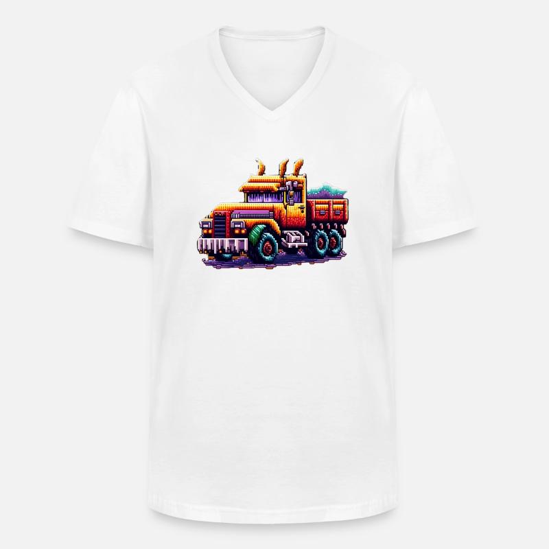 Pixel Truck Nr. 2 - Männer-T-Shirt mit V-Ausschnitt - Weiß
