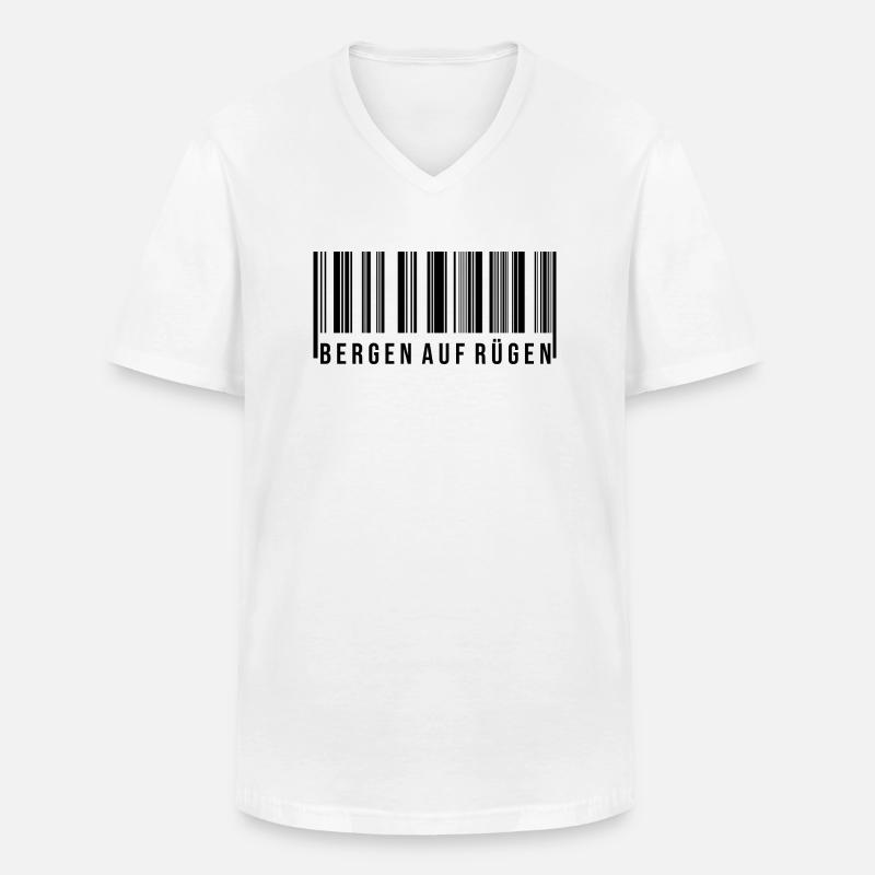 Bergen auf Rügen Strichcode - Männer-T-Shirt mit V-Ausschnitt - Weiß