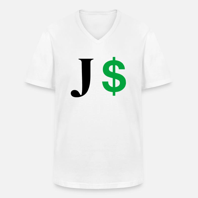 Buchstabe j Dollar - Männer-T-Shirt mit V-Ausschnitt - Weiß