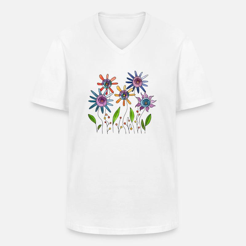Blumen - Männer-T-Shirt mit V-Ausschnitt - Weiß