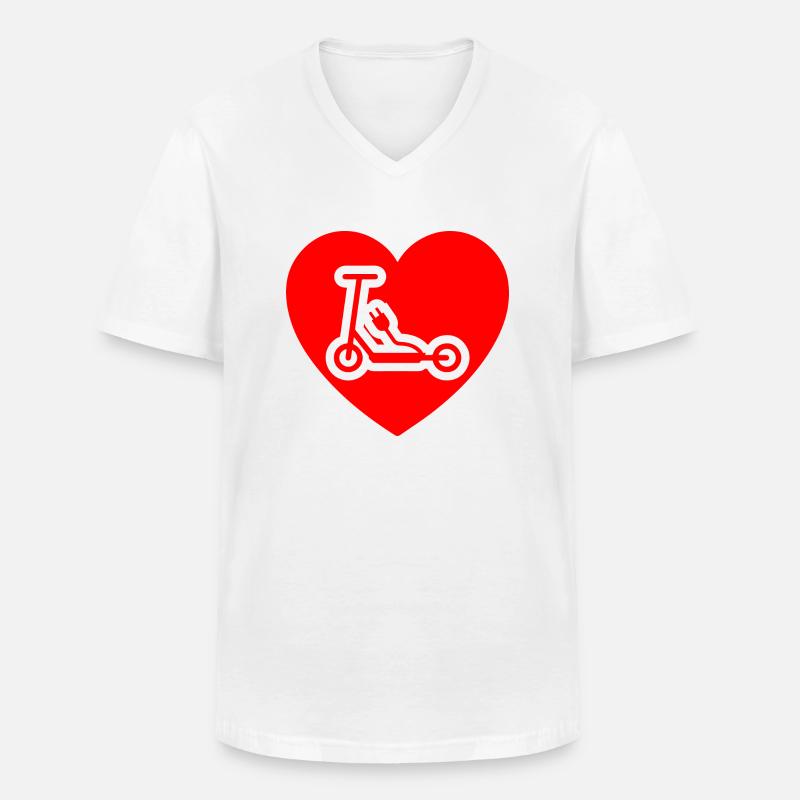 E-Scooter E-Roller Scooter - Männer-T-Shirt mit V-Ausschnitt - Weiß