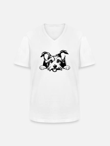 Petit Terrier - T-shirt col V Homme - blanc