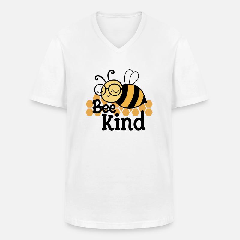 Bee Kind Biene Bienchen - Männer-T-Shirt mit V-Ausschnitt - Weiß