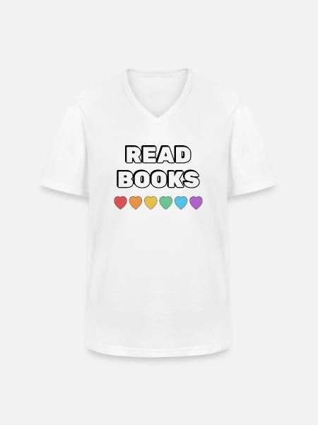 Read Books Rainbow Hearts - Men's V-Neck T-Shirt - white
