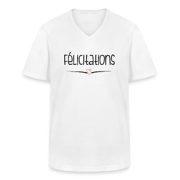 BRAVO. FELICITATIONS. NAISSANCE. ANNIVERSAIRE. BAC - T-shirt col V Homme - blanc - Devant - AI Model Male 185 light (185cm)
