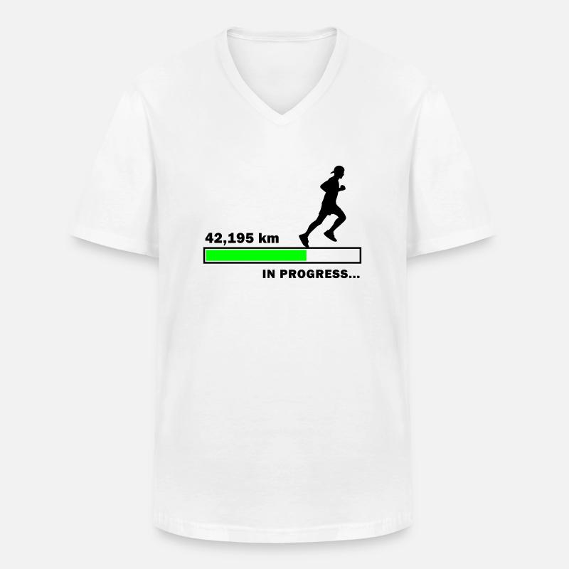 42,195 km in Progress - Männer-T-Shirt mit V-Ausschnitt - Weiß