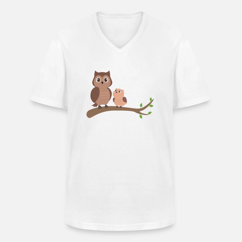 Eule Mutter mit Kind - Männer-T-Shirt mit V-Ausschnitt - Weiß