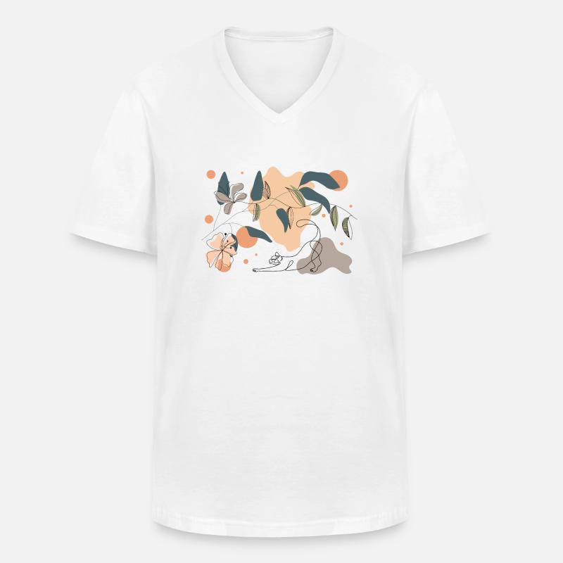 Frühling, Katze und Blumen - Männer-T-Shirt mit V-Ausschnitt - Weiß