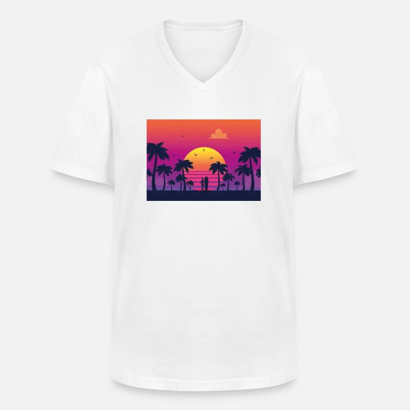 sunset surf - Männer-T-Shirt mit V-Ausschnitt - Weiß