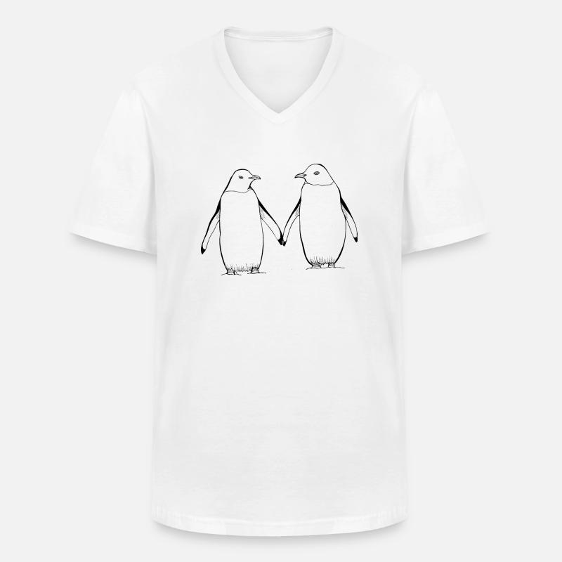 Tag der Pinguine - Männer-T-Shirt mit V-Ausschnitt - Weiß