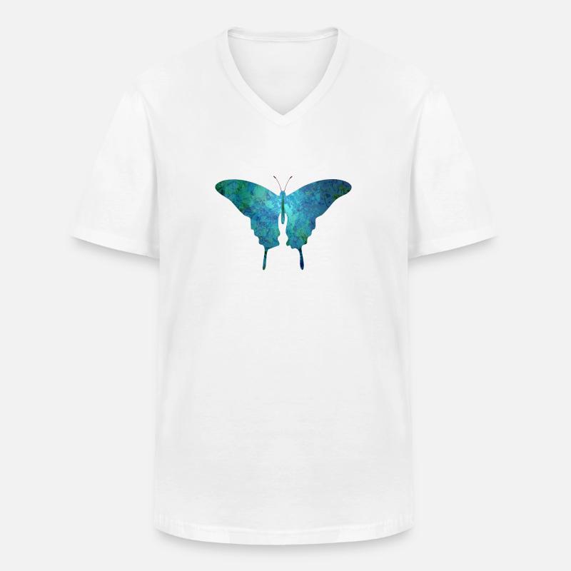 Schmetterling - Männer-T-Shirt mit V-Ausschnitt - Weiß