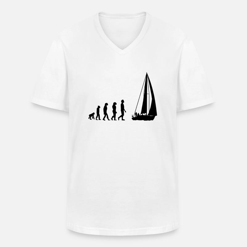 Evolution des Segelns - Männer-T-Shirt mit V-Ausschnitt - Weiß