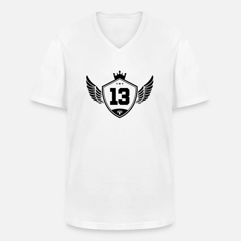 13 wappen krone - Männer-T-Shirt mit V-Ausschnitt - Weiß