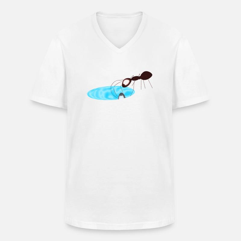 Fourmi - T-shirt col V Homme - blanc
