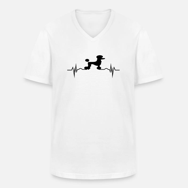 Pudel Herz Frequenz - Männer-T-Shirt mit V-Ausschnitt - Weiß