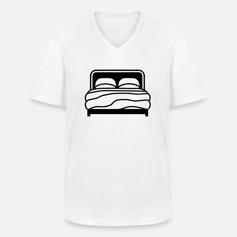 Bett - Männer-T-Shirt mit V-Ausschnitt - Weiß