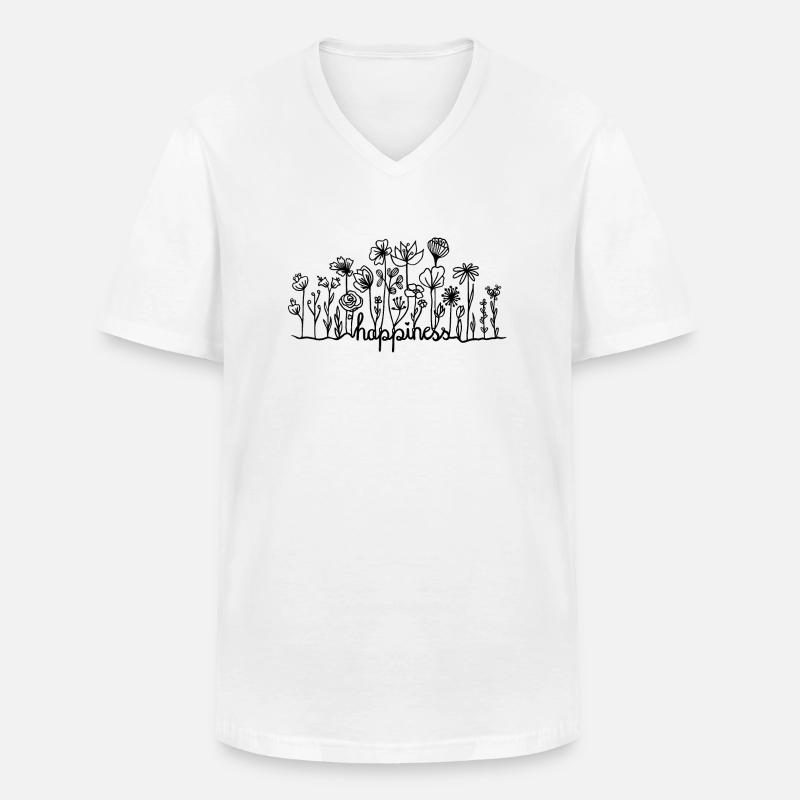 Blühende Blumen | Happiness | Statement | Joyful - Männer-T-Shirt mit V-Ausschnitt - Weiß