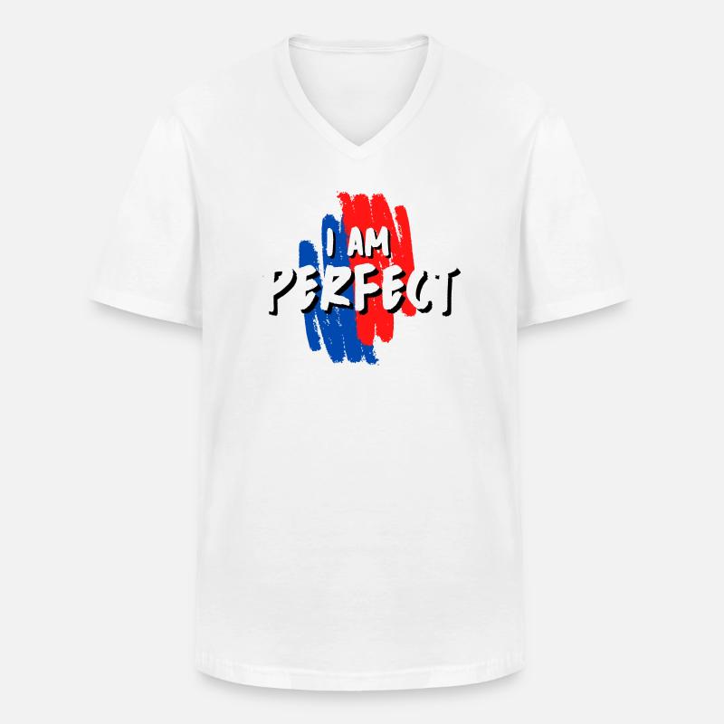 ICH BIN PERFEKT! - Männer-T-Shirt mit V-Ausschnitt - Weiß