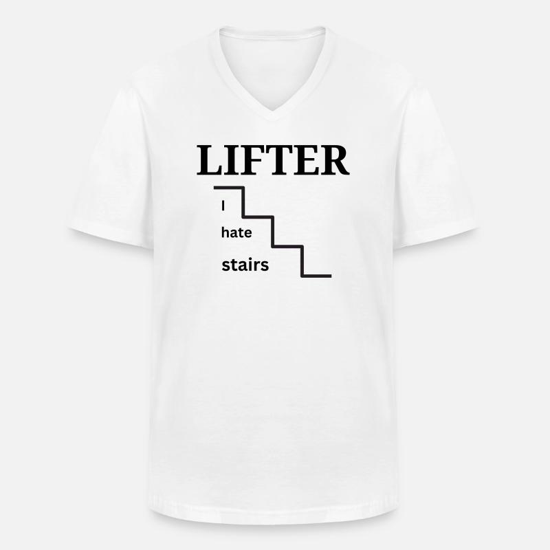 LIFTER - Ich hasse Schritte - Männer-T-Shirt mit V-Ausschnitt - Weiß