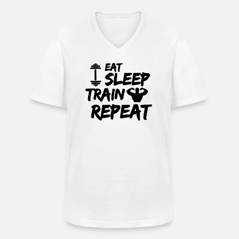 eat sleep train repeat - Männer-T-Shirt mit V-Ausschnitt - Weiß