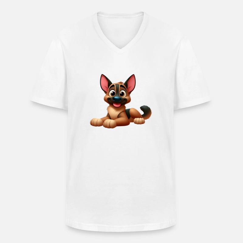 Deutscher Schäferhund 15 - Männer-T-Shirt mit V-Ausschnitt - Weiß