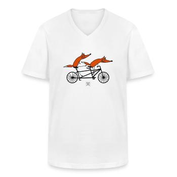 Clever tandem driver - Men's V-Neck T-Shirt - white - Front - AI Model Male 185 light (185cm)