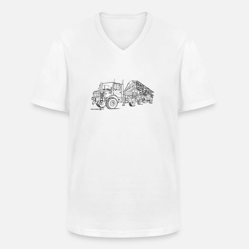 Unimog mit Klappkran - Männer-T-Shirt mit V-Ausschnitt - Weiß