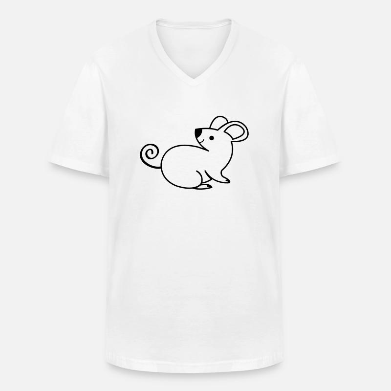 Maus - Männer-T-Shirt mit V-Ausschnitt - Weiß