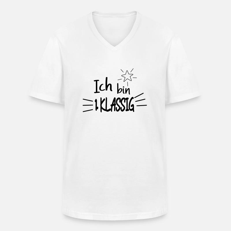 Ich bin 1 Klassig - Männer-T-Shirt mit V-Ausschnitt - Weiß