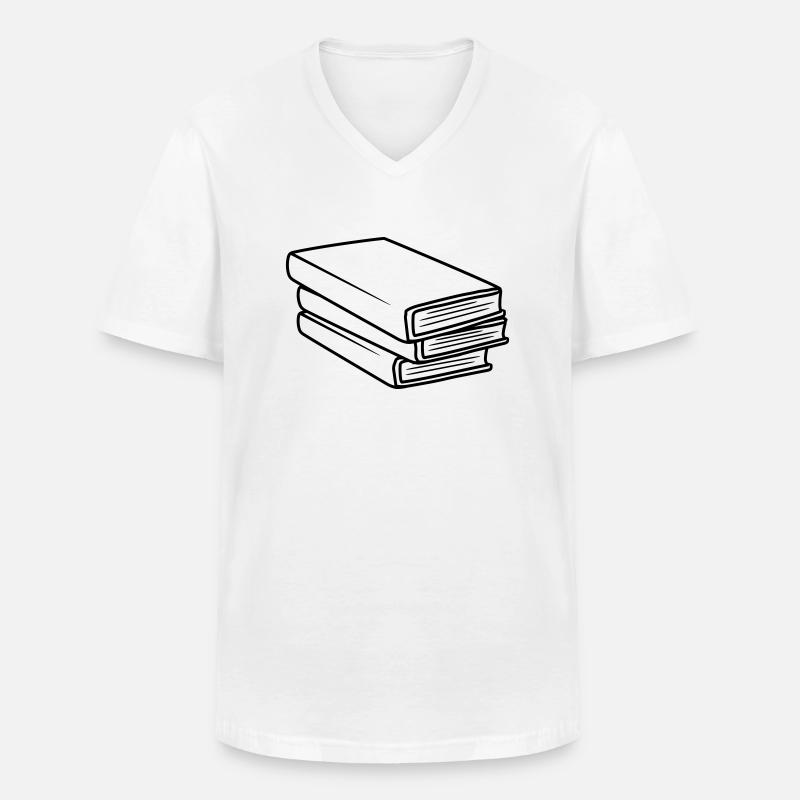 Gestapelte Bücher Comic Design - Männer-T-Shirt mit V-Ausschnitt - Weiß
