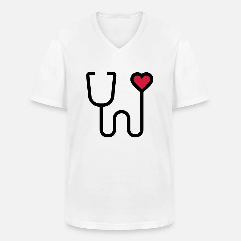 Stethoskop Abhörgerät - Männer-T-Shirt mit V-Ausschnitt - Weiß