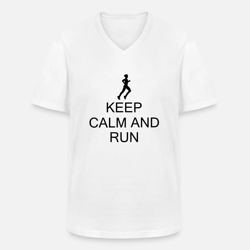 keep Calm and Run - Männer-T-Shirt mit V-Ausschnitt - Weiß