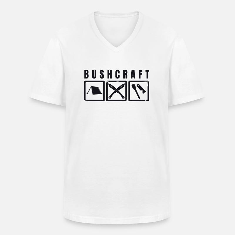 Bushcraft - Männer-T-Shirt mit V-Ausschnitt - Weiß