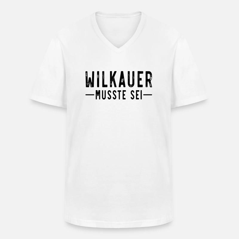 Wilkauer musste sei - Männer-T-Shirt mit V-Ausschnitt - Weiß