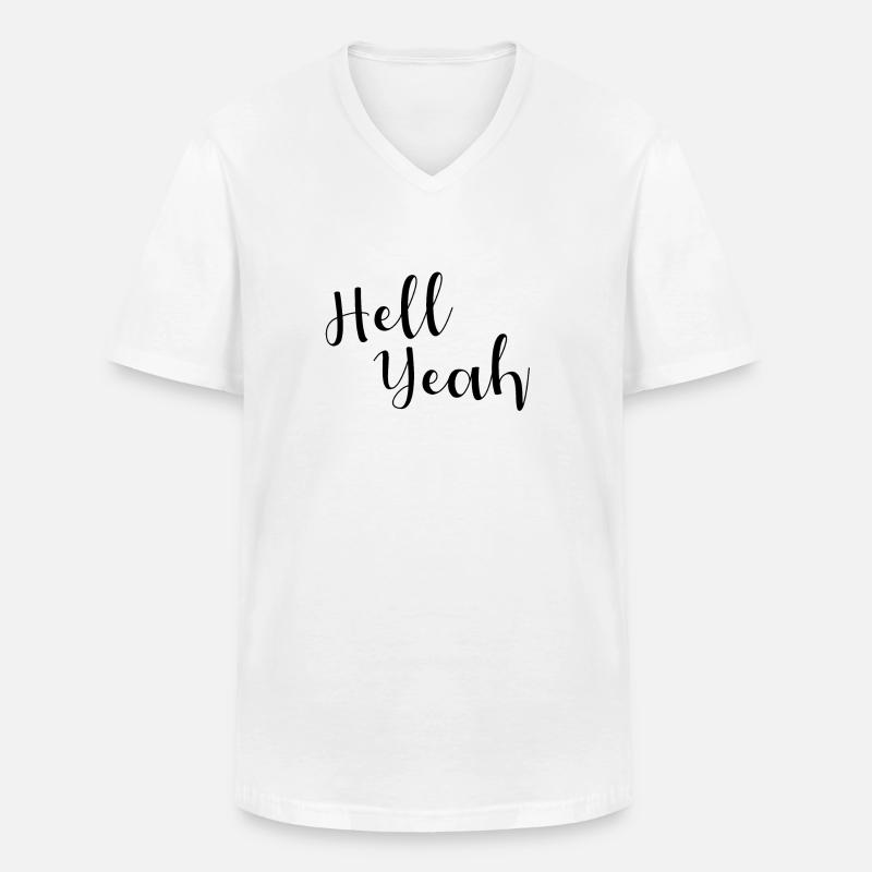 Hell Yeah Lettering - Männer-T-Shirt mit V-Ausschnitt - Weiß